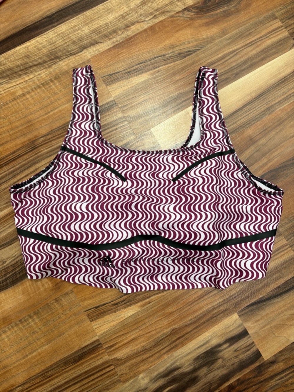 Stella McCartney Adidas Women's Maroon Wave-Print Sports Bra 3X